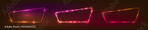 Set of neon frames with shining effects