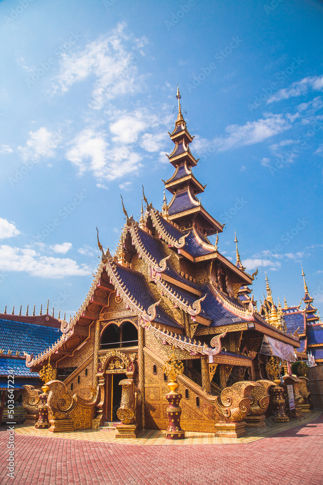 Wat Phiphat Mongkhon blue temple in Sukhothai, Thailand Wat Phiphat Mongkhon blue temple in Sukhothai, Thailand