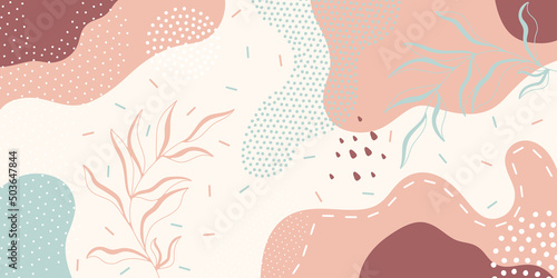 Cute doodle pattern background with abstract shapes and dots. Modern vector pattern for Banner, Flyer, Cover...
