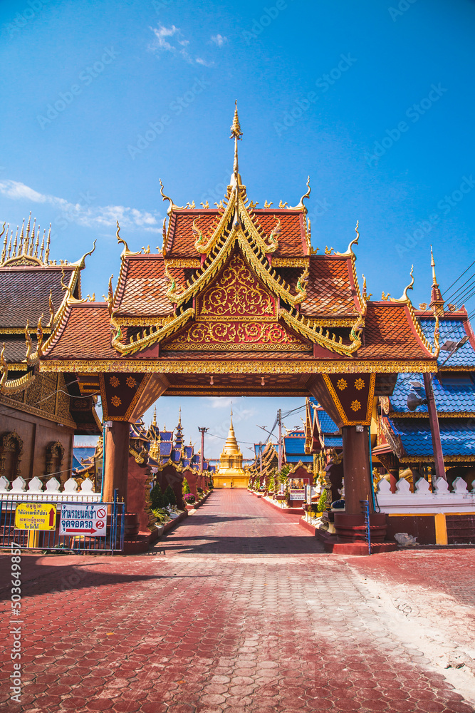 Fototapeta premium Wat Phiphat Mongkhon blue temple in Sukhothai, Thailand