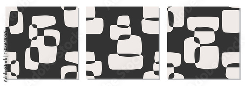 Set of minimalist seamless patterns, abstract creative hand drawn composition