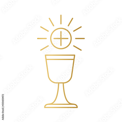 golden chalice and host, Holy Communion icon- vector illustration