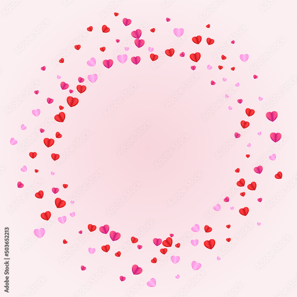 Violet Confetti Background Pink Vector. Art Illustration Heart. Purple Drop Frame. Red Heart Honeymoon Texture. Fond Romantic Backdrop.