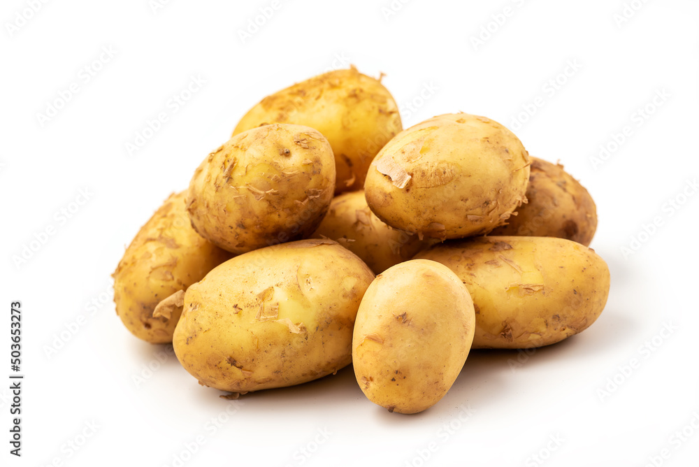 Heap of young potato isolated on white background with clipping path included. Organic potato right from the garden
Heap of young potato isolated on white background with clipping path included. Organic potato right from the garden