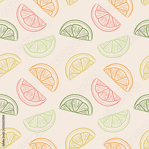 Citrus fruit slices vector pattern  seamless repeat