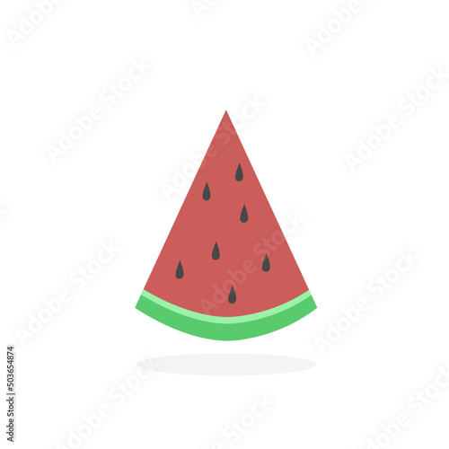 watermelon slice flat icon illustration with simple design and cartoon style