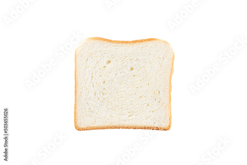 Slice of toast bread isolated on white background.