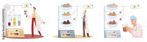 Soil analysis and earth pollution metaphor or structure control. Nutrients microorganism composition research ground layer structure sample. Soil laboratory test. Scientist measuring levels status