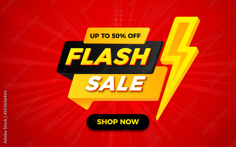 Fototapeta premium Flash sale banner with editable text effect
