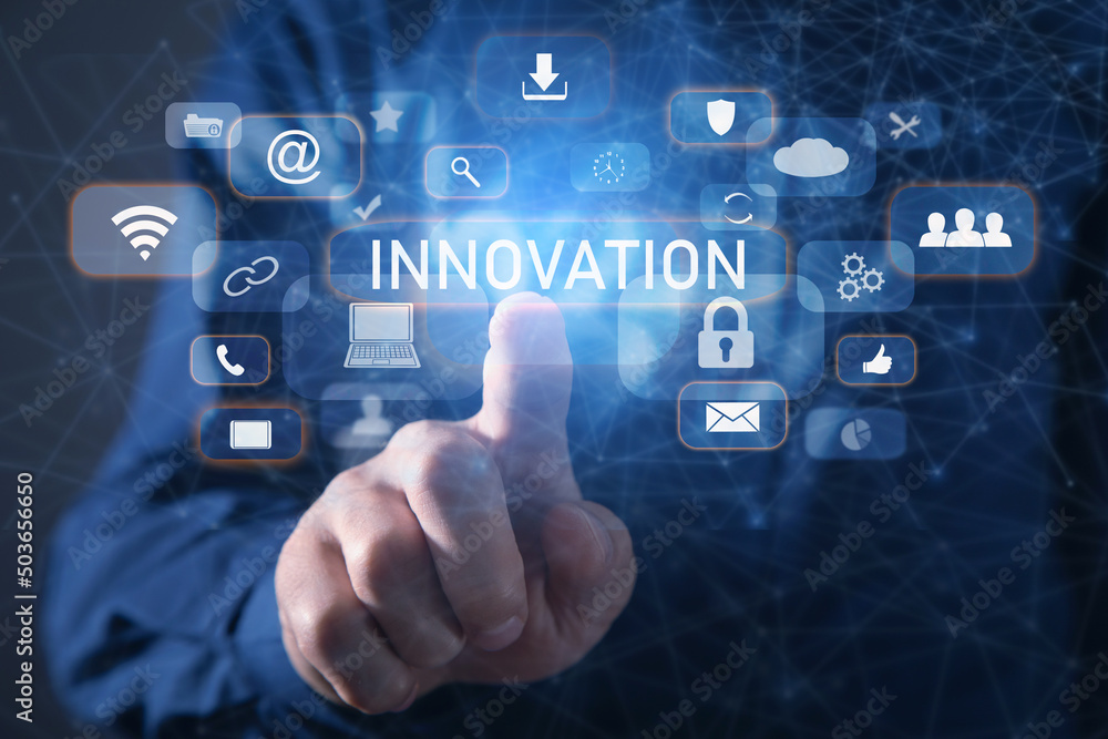 Man hand touching in Innovation concept. Internet, Business, Technology Man hand touching in Innovation concept. Internet, Business, Technology
