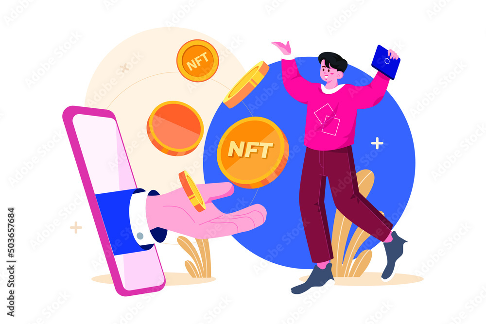 Digital World NFT Illustration concept. Flat illustration isolated on white background Digital World NFT Illustration concept. Flat illustration isolated on white background
