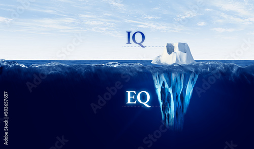 EQ versus IQ concept with iceberg