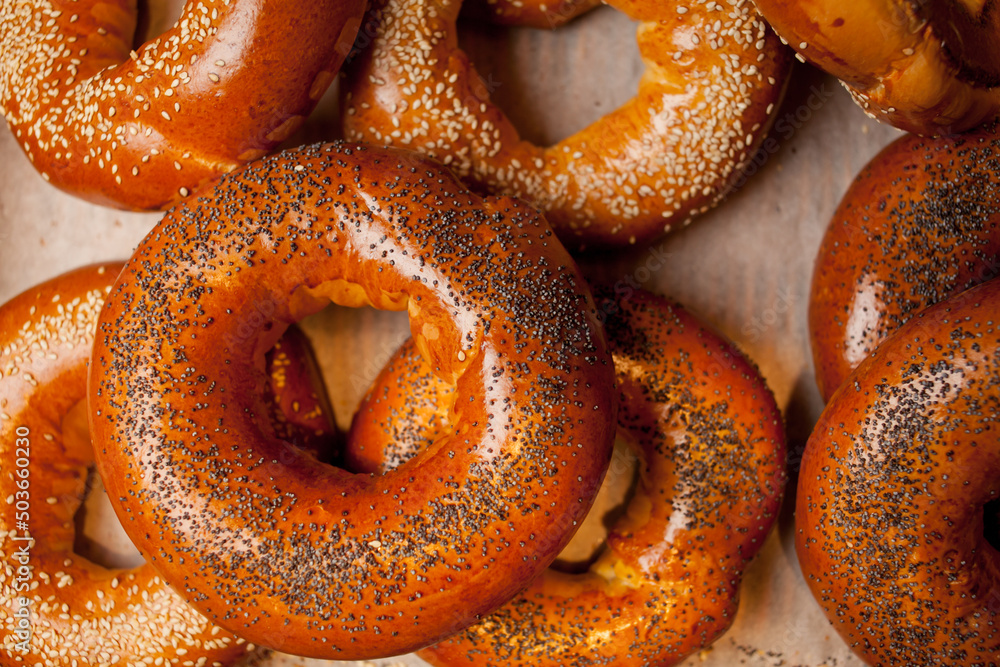 bun with crumb. bun in the bakery, sprinkled with crumbs. Fresh tasty