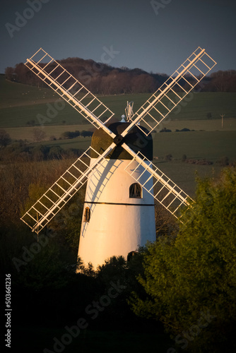 Traditional windmill captured in the golden hour
