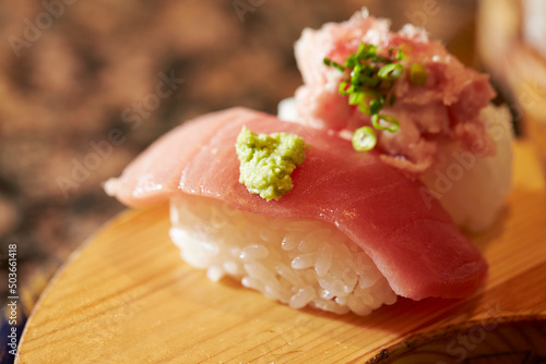 Various types of tuna sushi