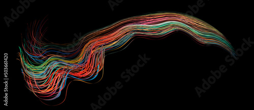 3D Colorful abstract twisted fluide shape flow. Trendy liquid design.