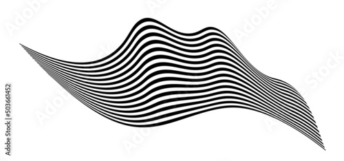 Waving flag as a brush stroke with zebra texture. Vest striped with fabric Black and white stripes curved in a bizarre way with waves curving along the trajectory