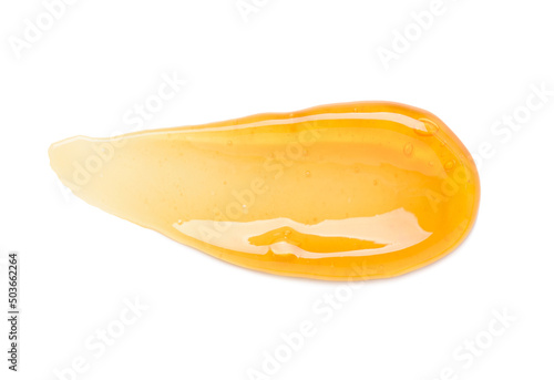 Papier peint Clear orange gel smear with bubbles isolated on white background top view