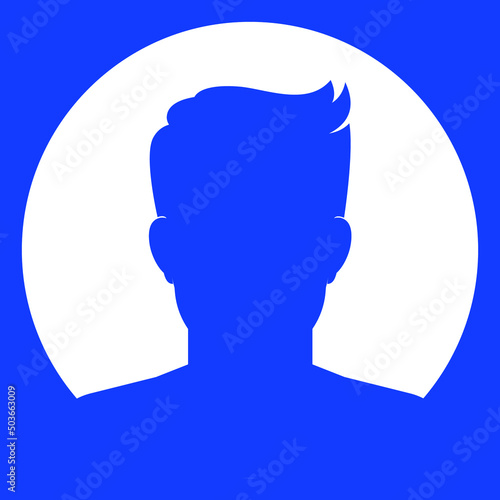 Silhouette man in blue circle
