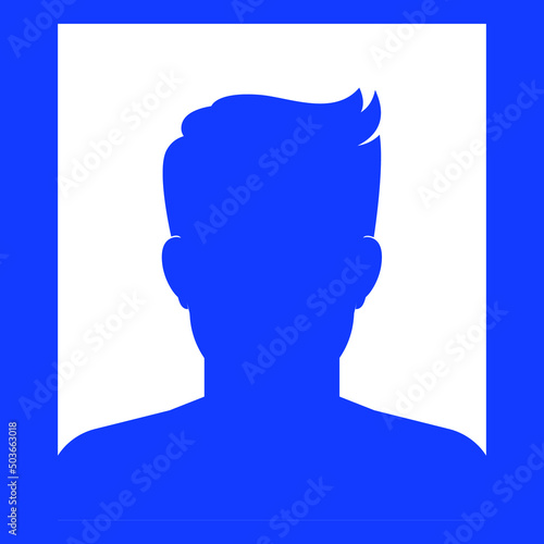 Silhouette man in blue rectangle