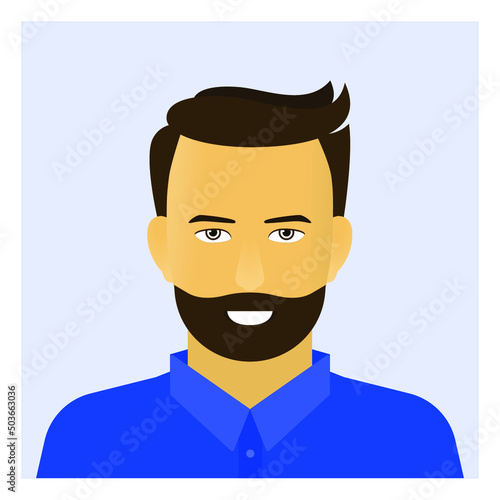 Smiling man in blue shirt