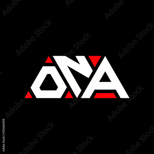 ONA triangle letter logo design with triangle shape. ONA triangle logo design monogram. ONA triangle vector logo template with red color. ONA triangular logo Simple, Elegant, and Luxurious Logo... photo