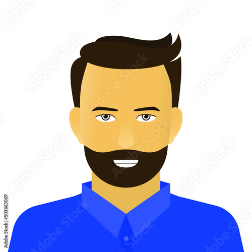 Smiling man in blue shirt