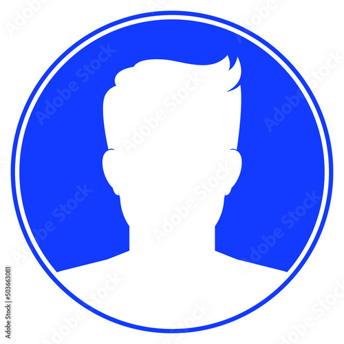 blue silhoutte man with border