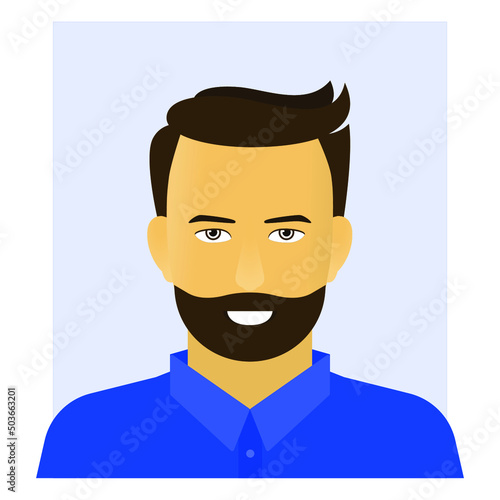 Smiling man in blue shirt