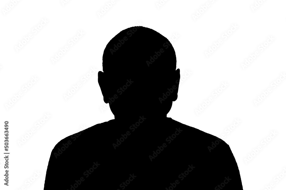 Unknown male person silhouette isolated on white background