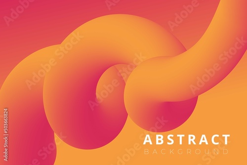 3d trend gradient colorful motion twisted liquid line shape abstract background. Red, orange fluid flow wave. Vector illustration