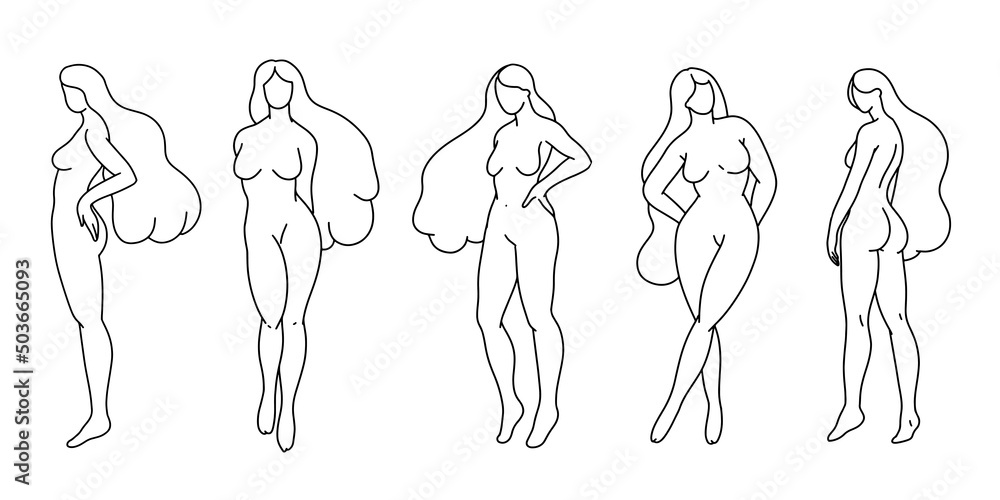 Woman body line art. Vector 
 illustration of a female. EPS woman for creating fashion prints, postcard, wedding invitations, banners, arrangement illustrations, books, covers. 