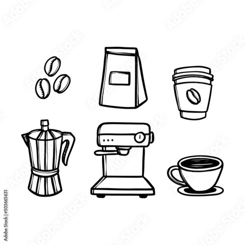 hand drawn coffee element vector illustration 
