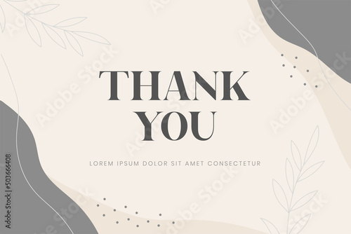 Abstract organic shape with editable text wedding thank you card template. Vector illustration