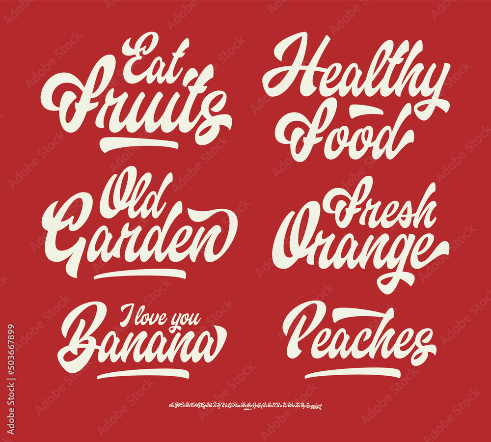 Lettering Collections with Script Font. Vector Lettering Collections with Script Font. Vector