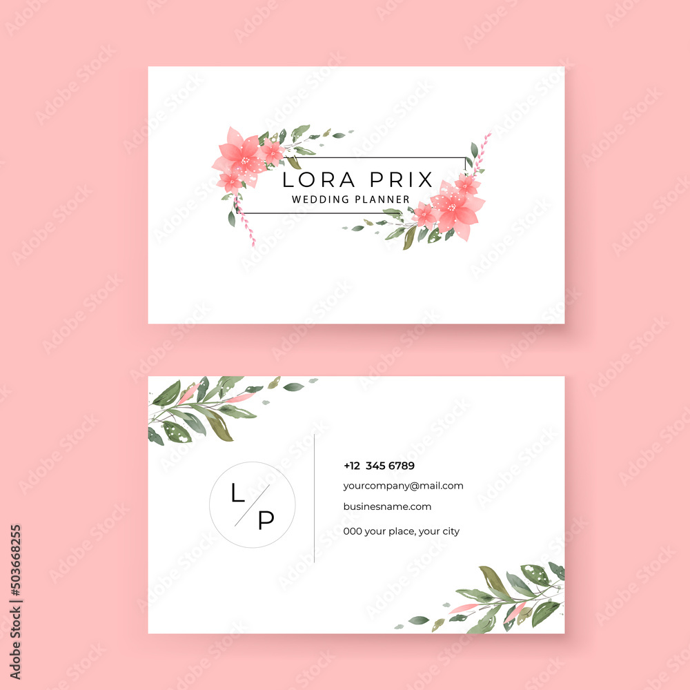 vector floral card, business card