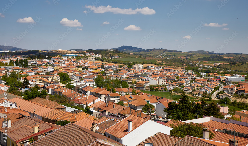 Mogadouro (Portugal), May 5, 2022. General view of the city. The municipality of Mogadouro, situated in the Trás-os-Montes region of northeastern Portugal, in the traditional district of Bragança.