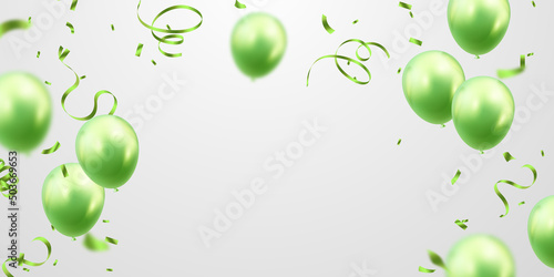 Fotografiet 3d green luxury design balloons for celebration party vector illustration