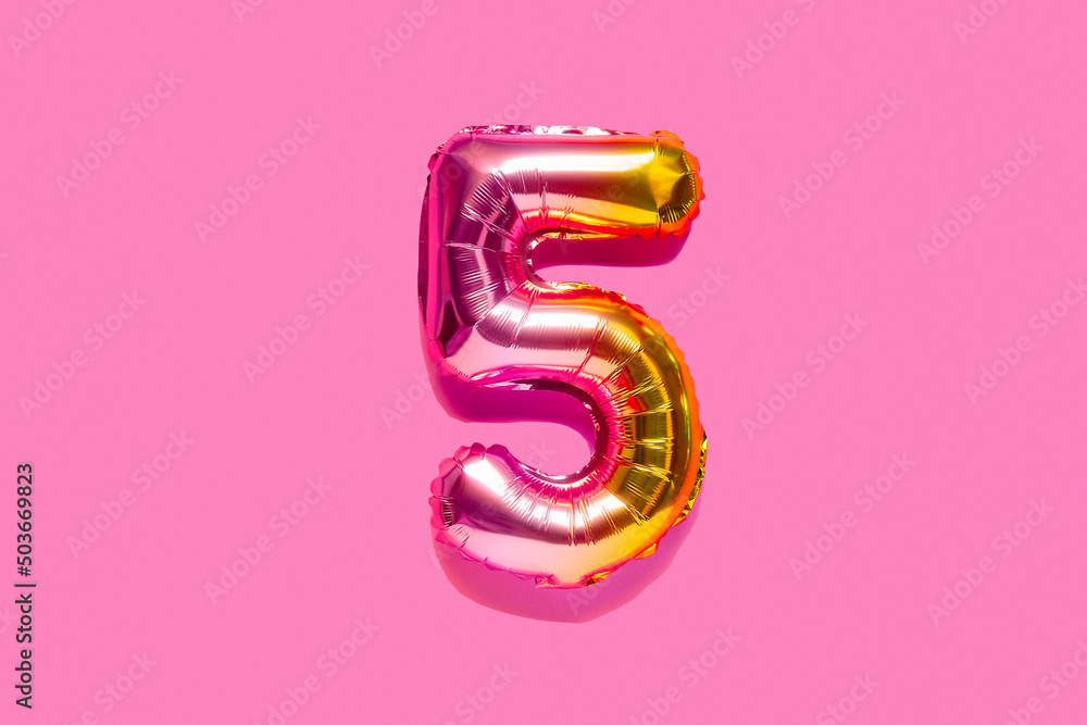Rainbow foil balloon number. Top view. Rainbow foil balloon number. Top view.