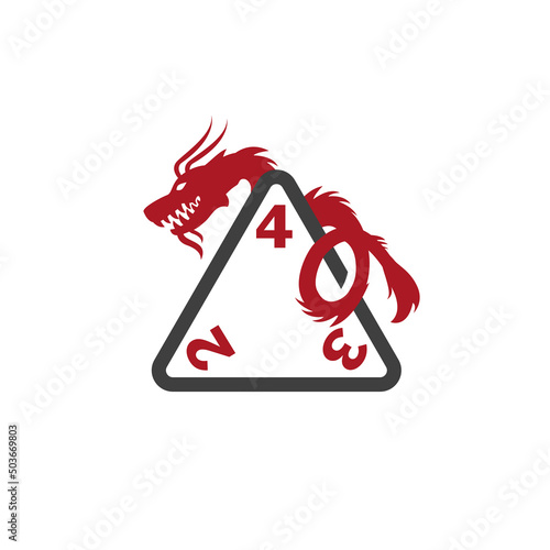 D4 Dice Dragon Game Abstract Mark Pictorial Emblem Logo Symbol Iconic Creative Modern Minimal Editable in Vector Format