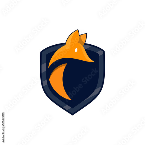 Orange Fox Shield Abstract Mark Pictorial Emblem Logo Symbol Iconic Creative Modern Minimal Editable in Vector Format