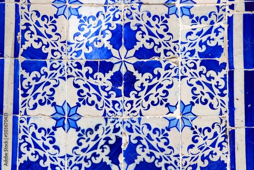 Blue tiles of Lisbon  Portugal