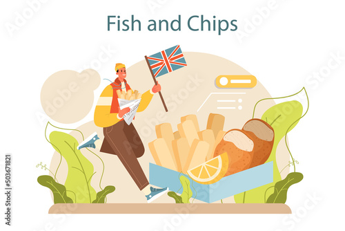 Fish and chips. British deep-fried fish and chips fast food. Sea food