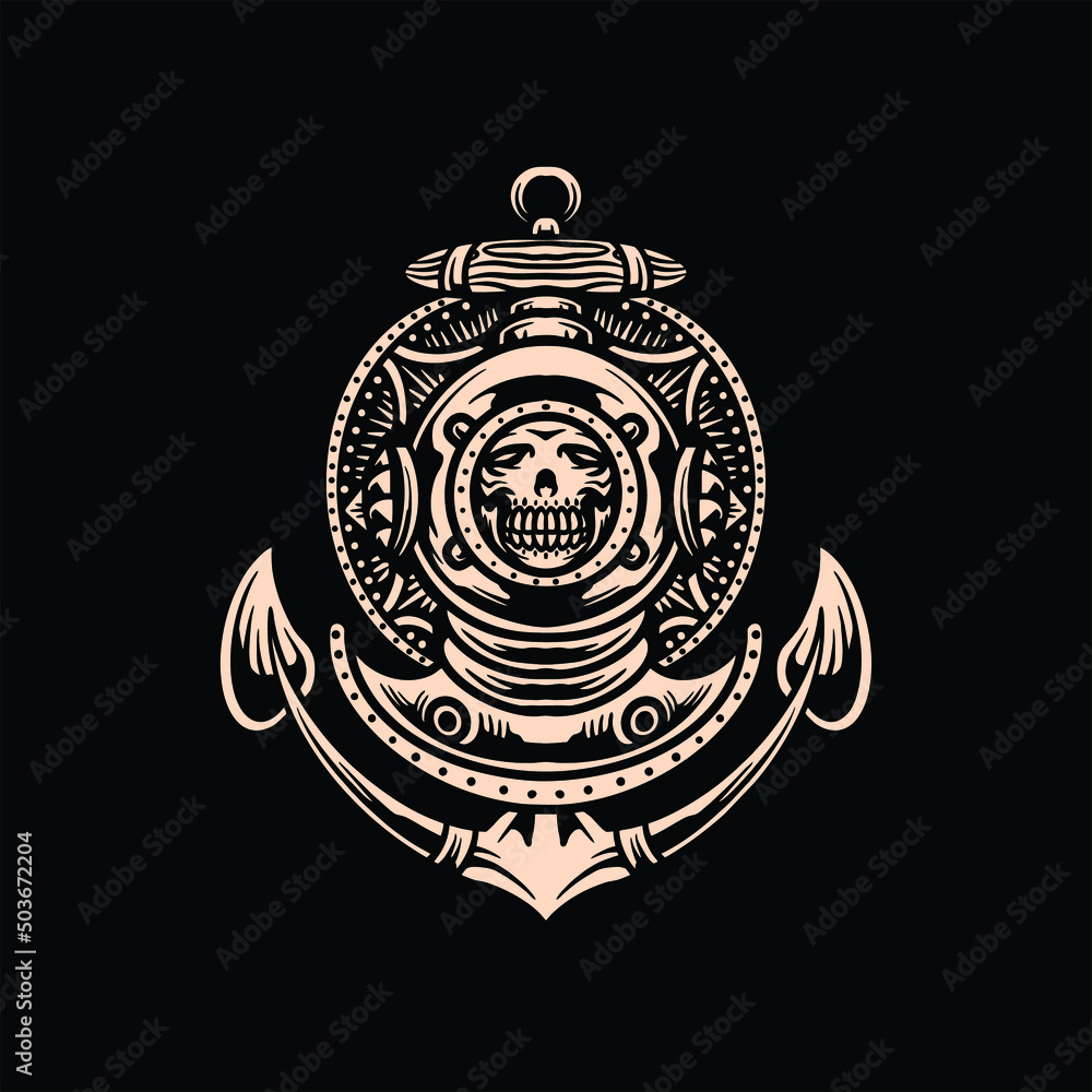 skull diver tattoo vector design skull diver tattoo vector design