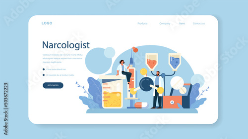 Narcologist web banner or landing page. Specialist provide