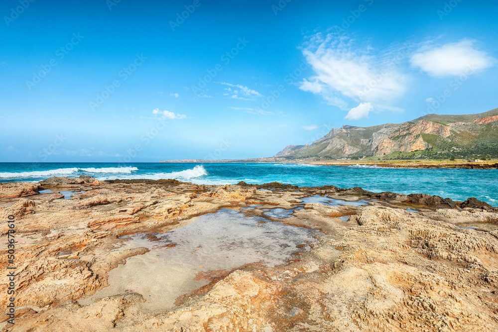 Amazing seascape of Isolidda Beach near San Vito cape.