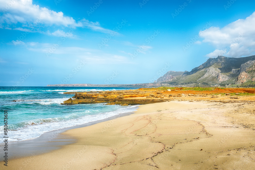Unbelievable seascape of Isolidda Beach near San Vito cape. Unbelievable seascape of Isolidda Beach near San Vito cape.