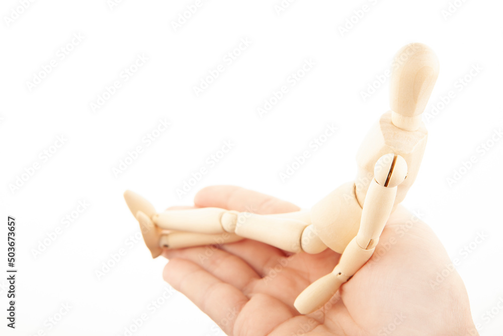 image of wooden figure hand white background image of wooden figure hand white background