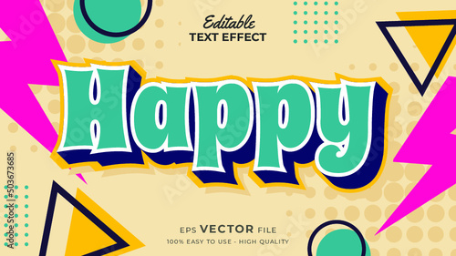 Editable text style effect - retro old school cartoon text in groovy style theme
