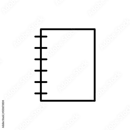Blank spiral notepad, notebook, note book, school copybook black icon. Flat isolated outline symbol, sign for: illustration, infographic, logo, app, banner, web design, dev, ui, ux, gui. Vector EPS 10